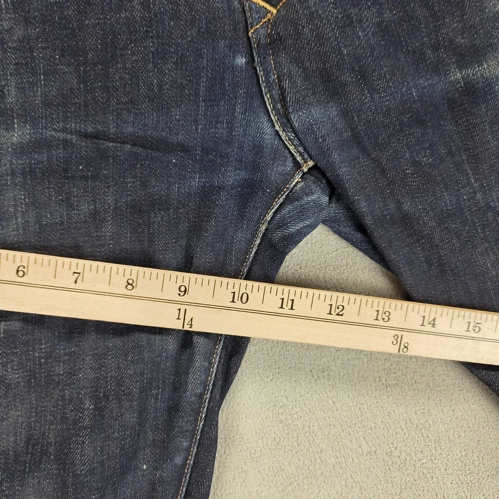 Levis Jeans Mens 30x34 Blue Selvedge Made & Crafted Buckle Back Biker Button Fly